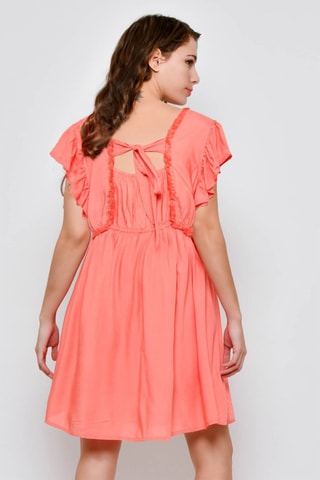 Vestido com folhos 
Laranja - 