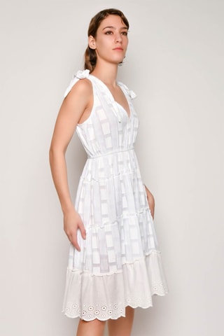 Vestido com folhos - Branco - 