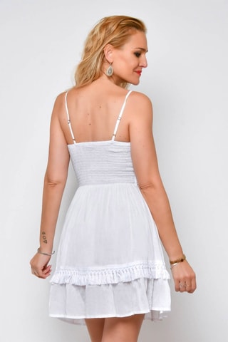 Vestido com folhos 
Branco - 