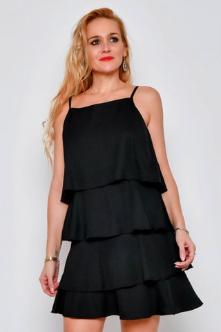 Vestido com folhos 
Preto - 