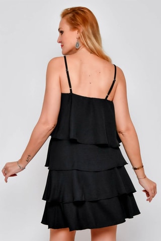 Vestido com folhos 
Preto - 