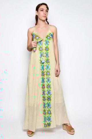 Vestido comprido - Bege - 