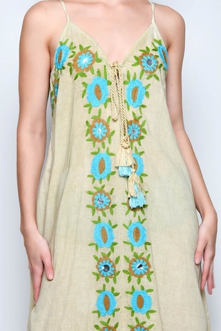 Vestido comprido - Bege - 