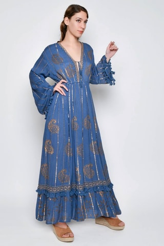 Vestido comprido - Azul - Azul-pato