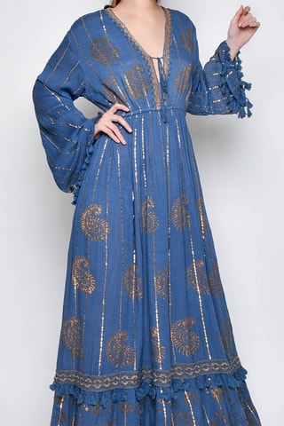 Vestido comprido - Azul - Azul-pato