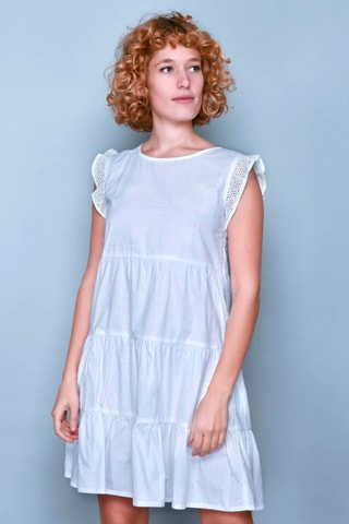 Vestido com folhos Branco - Branco