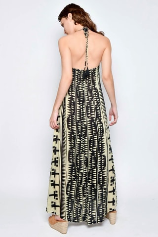 Vestido comprido - Bege - Preto e bege