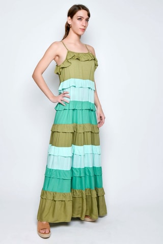 Vestido comprido - Verde - Azul e verde