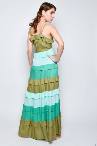 Vestido comprido - Verde - Azul e verde