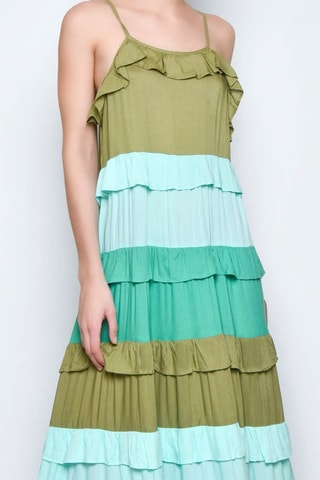 Vestido comprido - Verde - Azul e verde