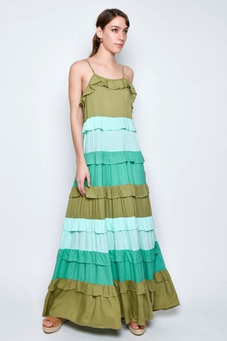 Vestido comprido - Verde - Azul e verde