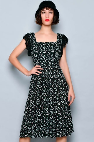 Vestido estilo patinadora Preto - Preto, azul e rosa