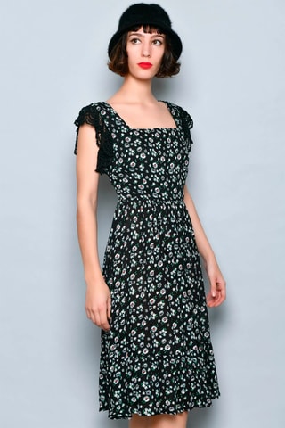 Vestido estilo patinadora Preto - Preto, azul e rosa