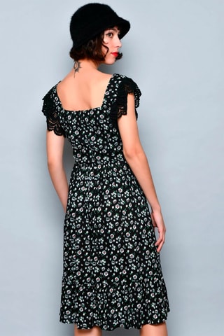 Vestido estilo patinadora Preto - Preto, azul e rosa