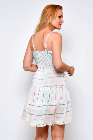 Vestido com folhos 
Azul - 