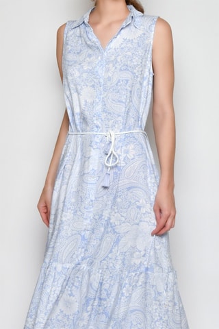 Vestido comprido sem mangas - Azul - 