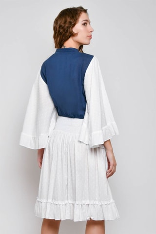 Vestido midi Branco e azul - Azul