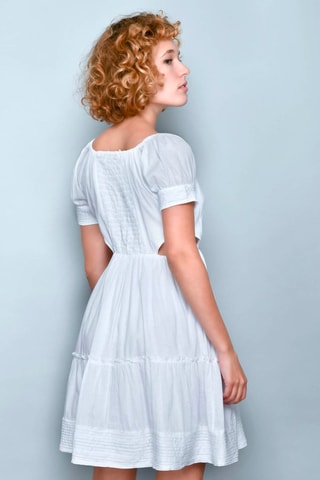 Vestido com folhos Branco - Branco