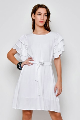 Vestido com folhos 
Branco - 