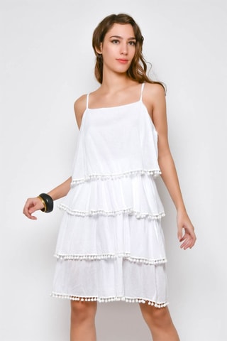 Vestido com folhos 
Branco - 