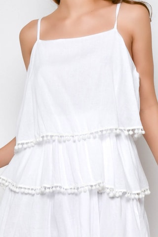 Vestido com folhos 
Branco - 