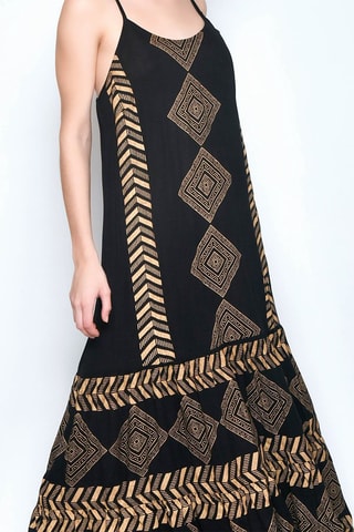 Robe longue - Noir et beige