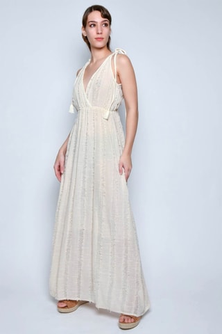 Vestido comprido - Bege - 