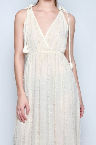 Vestido comprido - Bege - 