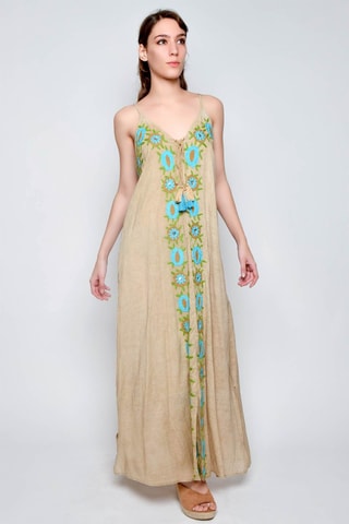 Vestido comprido - Bege - 