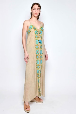 Vestido comprido - Bege - 