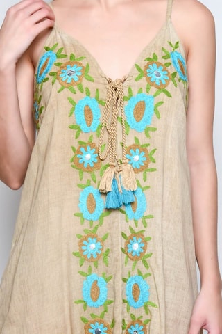 Vestido comprido - Bege - 