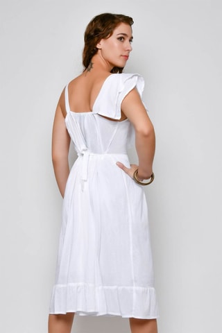 Vestido com folhos Branco - Branco