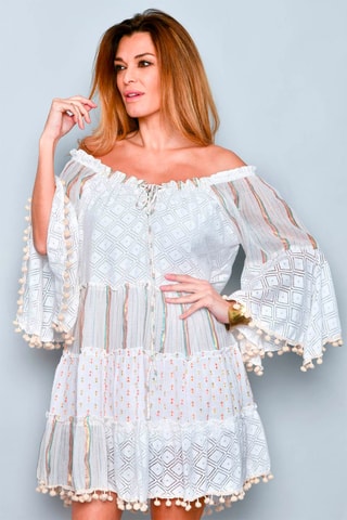 Vestido trapézio Bege - Bege