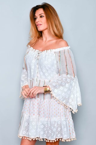 Vestido trapézio Bege - Bege