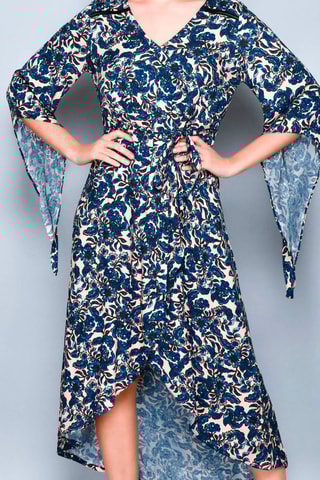 Robe longue - Blanc et bleu