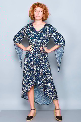 Robe longue - Blanc et bleu