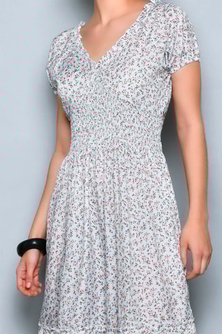 Vestido comprido Branco - Branco, vermelho e verde