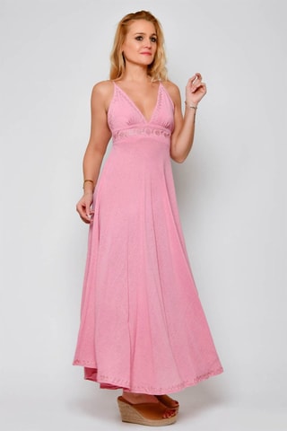 Vestido comprido em algodão biológico Rosa - Rosa