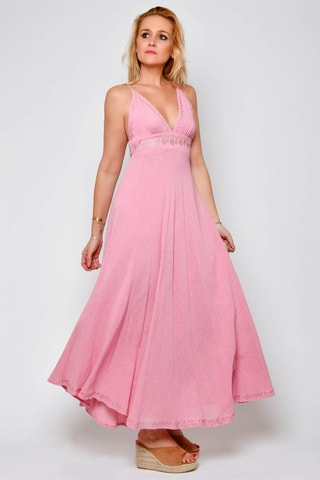 Vestido comprido em algodão biológico Rosa - Rosa