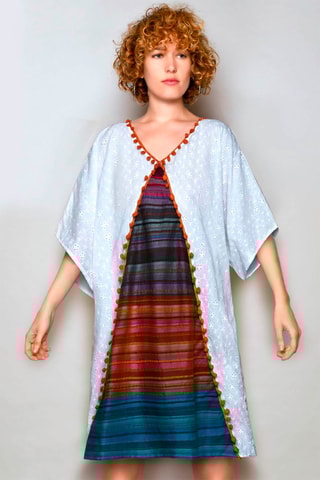 Vestido trapézio Multicolor - Multicor