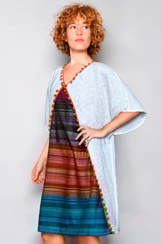 Vestido trapézio Multicolor - Multicor