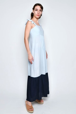 Vestido comprido - Azul - Azul e preto