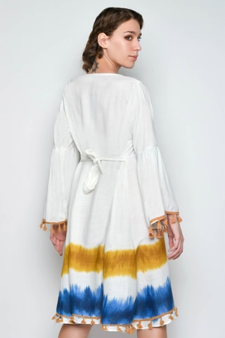 Vestido estilo patinadora - Branco - Branco, azul e amarelo