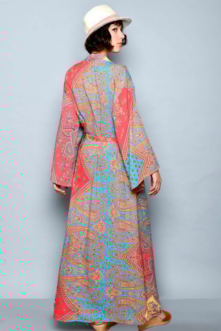 Quimono Coral e turquesa - Azul