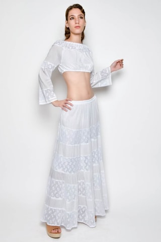 Top e saia comprida - Branco - 