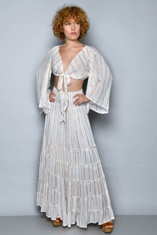 Saia comprida e crop top 
Branco - 