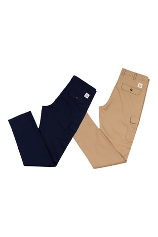 2 pantalons chinos - Bleu marine et camel
