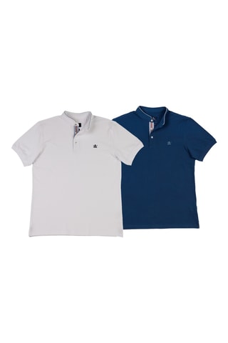 2 polos regular - Blanc et bleu