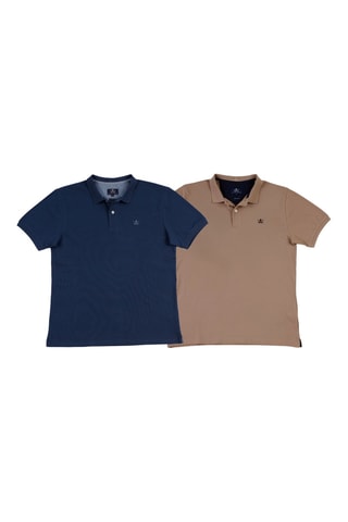 2 polos regular - Bleu et marron clair