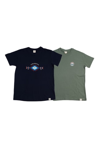 2 t-shirts regular - Bleu marine et vert